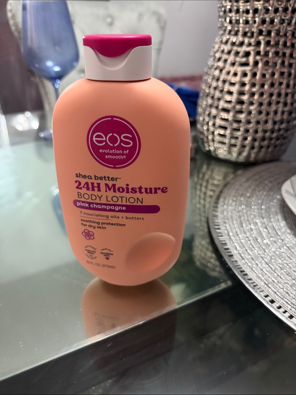 eos Peach-Orange Body Lotion Bottle